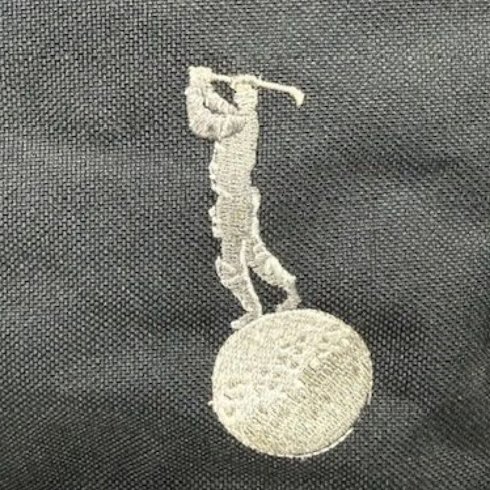 Vintage Black Embroidered Silver Golfer Canvas Duffel Bag